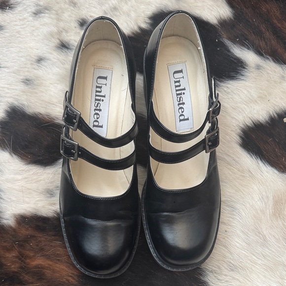 Unlisted Double Strap Black Mary Janes - Picture 2 of 5